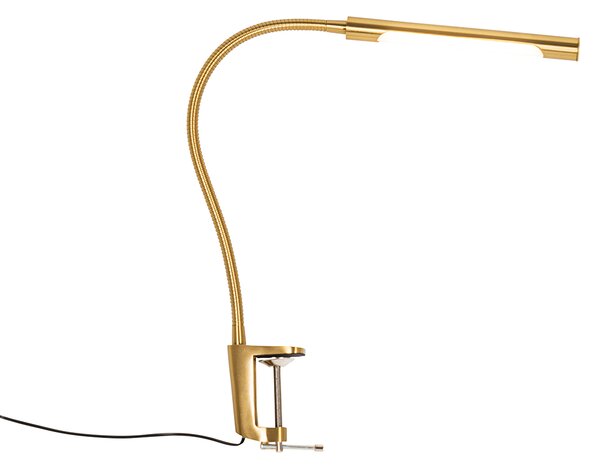 Lampa biurkowa zaciskowa mosiądz w tym LED ze ściemniaczem dotykowym - Lionard