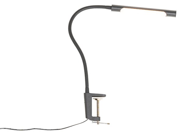 Lampa biurkowa zaciskowa czarna z LED i ściemniaczem dotykowym - Lionard