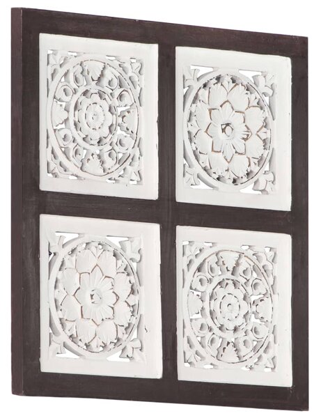 Ręcznie rzeźbiony panel ścienny, MDF, 40x40x1,5 cm, brąz i biel