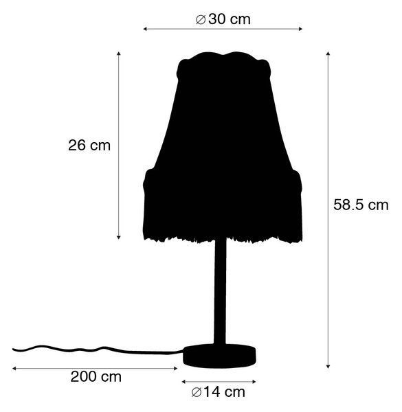 Klasyczna lampa stołowa mosiężna z abażurem w kolorze kremowym 30 cm - Simplo