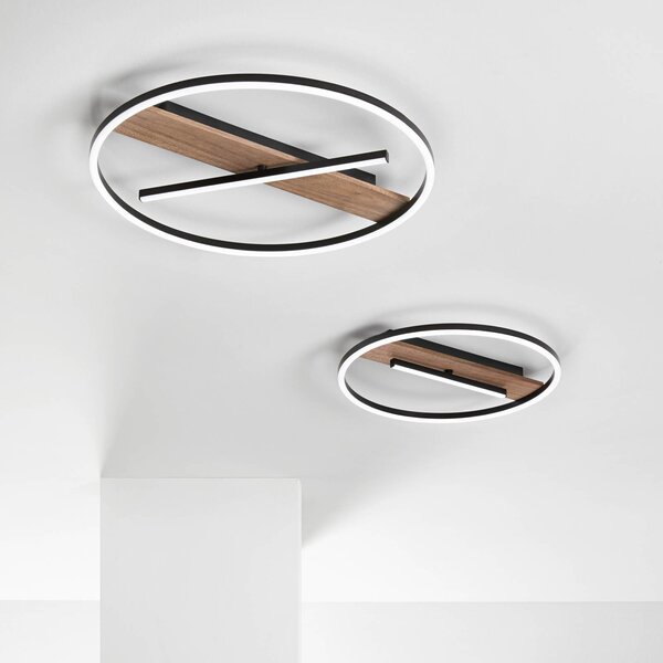 Luce Ambiente Design Kinkiet LED Azimuth, ciemne drewno, salon / jadalnia, metal, nowoczesny