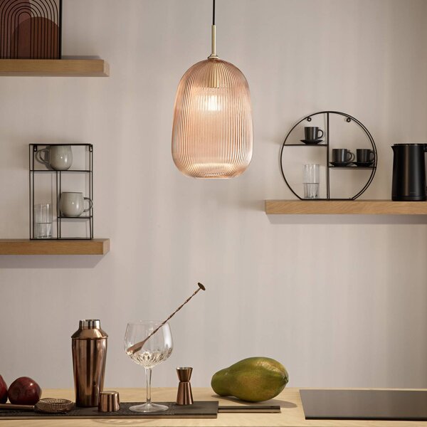Luce Ambiente Design Lampa wisząca Duke, możliwość ściemniania, kremowy / amber, salon / jadalnia, szkło