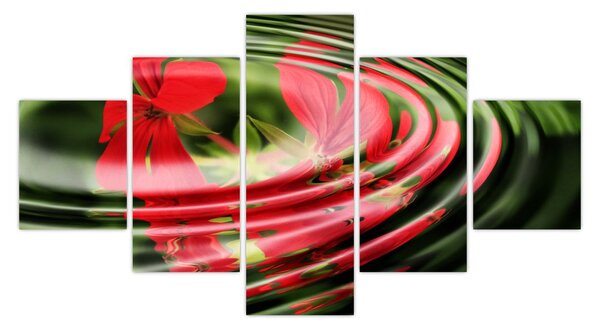 Abstrakcyjny obraz - kwiaty w falach (125x70 cm)