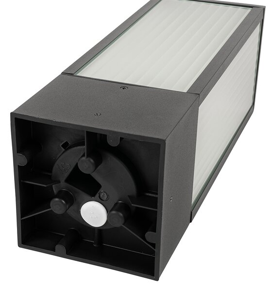 Stojąca lampa ogrodowa czarna z żebrowanym szkłem 40 cm IP44 - Charlois