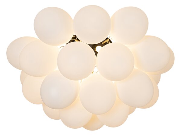 Plafon art deco czarny z opalowym szkłem 6-świateł - Uvas
