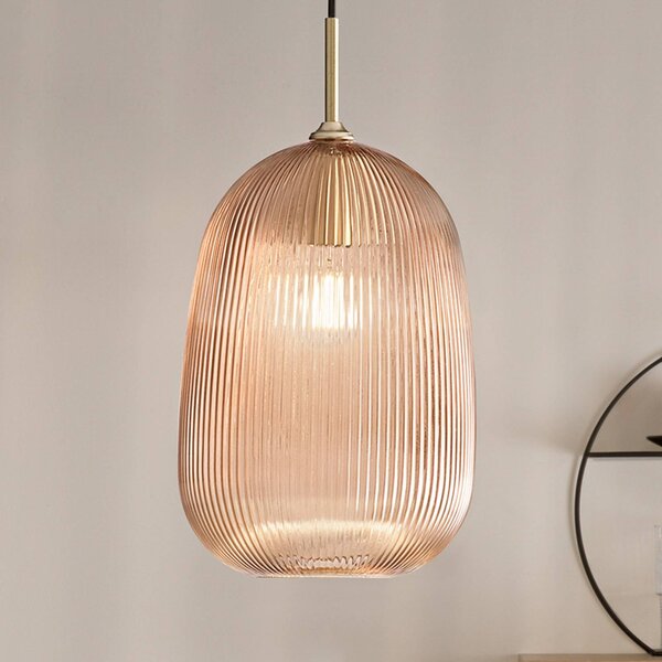 Luce Ambiente Design Lampa wisząca Duke, możliwość ściemniania, kremowy / amber, salon / jadalnia, szkło