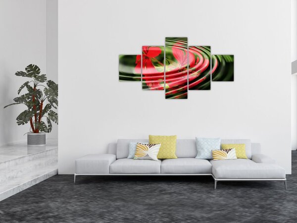 Abstrakcyjny obraz - kwiaty w falach (125x70 cm)