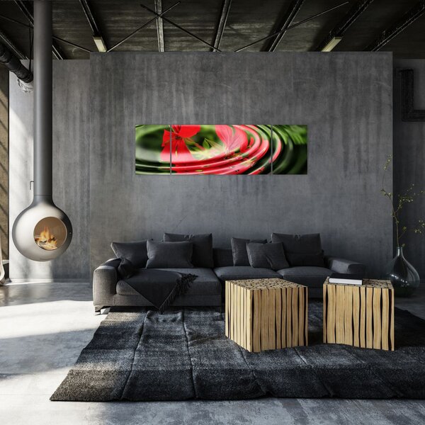 Abstrakcyjny obraz - kwiaty w falach (170x50 cm)