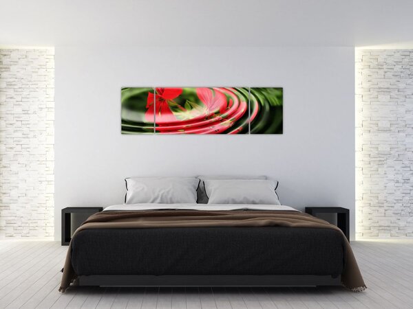 Abstrakcyjny obraz - kwiaty w falach (170x50 cm)