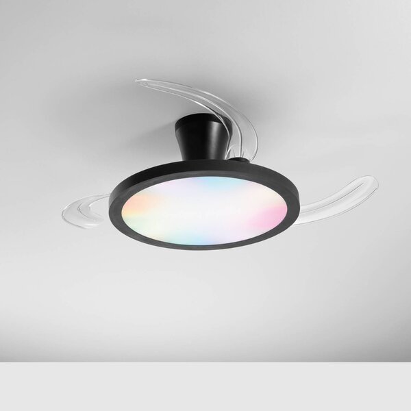 INTEC Wentylator sufitowy LED Condor, czarny, Ø 106 cm, CCT RGB, cichy możliwość ściemniania, czarny, salon / jadalnia, tworzywo sztuczne, nowoczesny