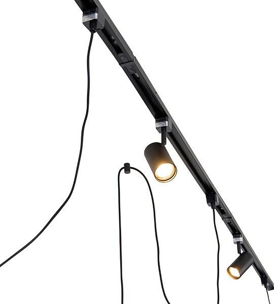 Inteligentny system oświetlenia szynowego czarny 3 reflektory i lampa wisząca 1-fazowa - Iconic Cavalux Jeana