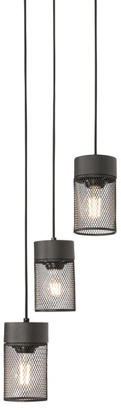 Industrialna lampa wisząca czarna 3-światłowa - Jim
