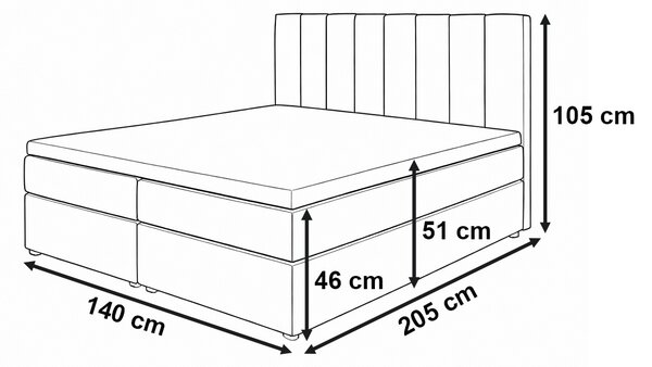 Łóżko kontynentalne 140x200 SONNO BELLO z 2 pojemnikami miętowe