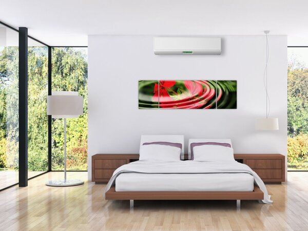 Abstrakcyjny obraz - kwiaty w falach (170x50 cm)