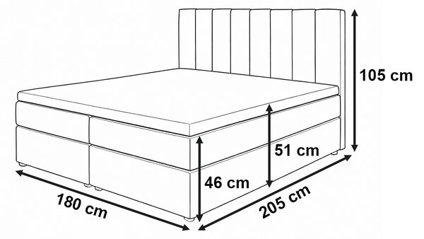 Łóżko kontynentalne 180x200 SONNO BELLO z 2 pojemnikami szare