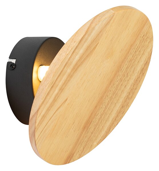 Rustykalna lampa ścienna okrągła z drewna - Pulley