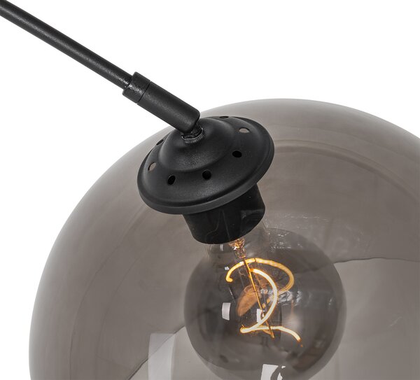 Nowoczesna lampa łukowa czarna z dymionym szkłem - Arc