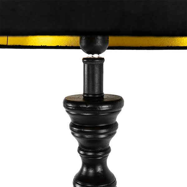 Inteligentna lampa podłogowa czarna z kloszem czarnym ze złotem 45 cm w tym Wi-Fi A60 - Classico