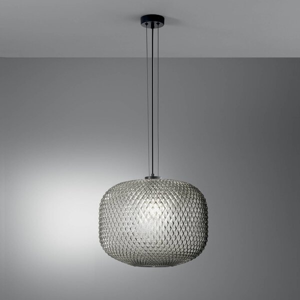 Luce Ambiente Design Lampa wisząca Ashford, możliwość ściemniania, aluminiowy / szary / cynkowy, salon / jadalnia, szkło