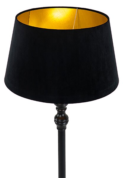Inteligentna lampa podłogowa czarna z kloszem czarnym ze złotem 45 cm w tym Wi-Fi A60 - Classico
