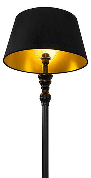 Inteligentna lampa podłogowa czarna z kloszem czarnym ze złotem 45 cm w tym Wi-Fi A60 - Classico