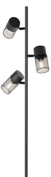 Industrialna lampa stojąca czarna 3-światłowa - Jim