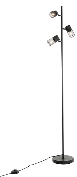 Industrialna lampa stojąca czarna 3-światłowa - Jim