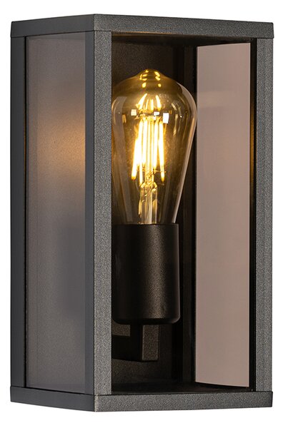 Lampa ścienna zewnętrzna czarna z przydymionym szkłem 26 cm IP44 - Charlois