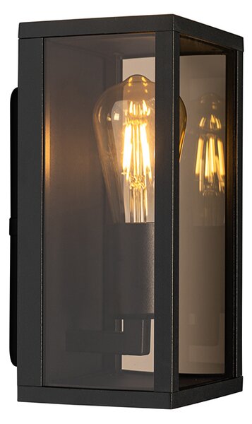Lampa ścienna zewnętrzna czarna z przydymionym szkłem 26 cm IP44 - Charlois
