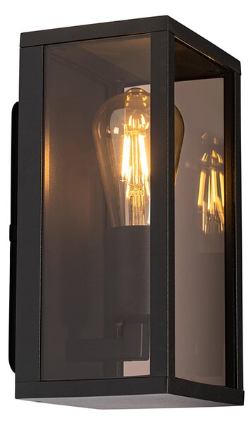 Lampa ścienna zewnętrzna czarna z przydymionym szkłem 26 cm IP44 - Charlois