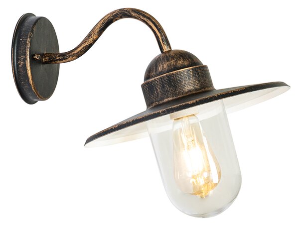 Rustykalna lampa ścienna zewnętrzna antyczne złoto IP44 - Kansas