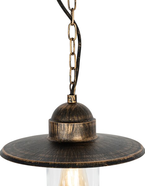 Rustykalna lampa wisząca zewnętrzna antyczne złoto IP44 - Kansas
