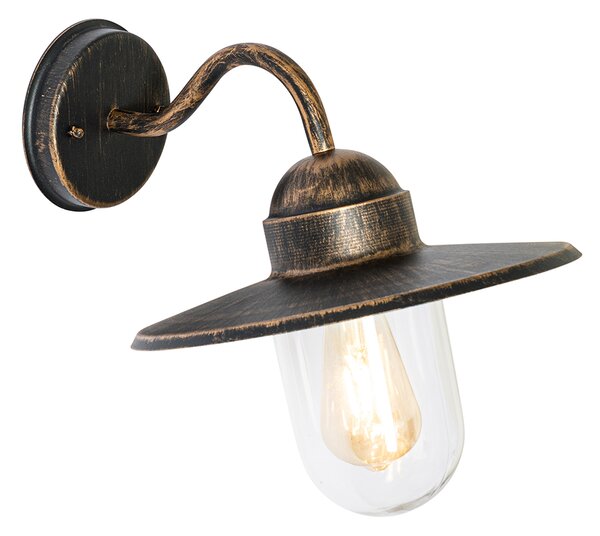 Rustykalna lampa ścienna zewnętrzna antyczne złoto IP44 - Kansas