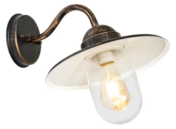 Rustykalna lampa ścienna zewnętrzna antyczne złoto IP44 - Kansas