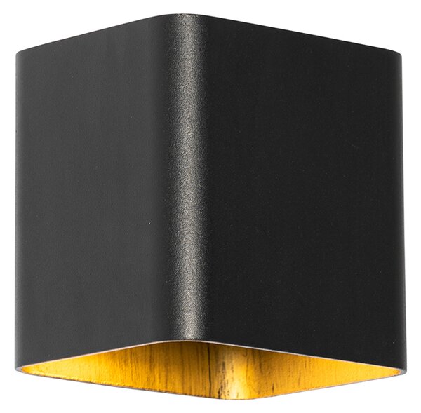 Nowoczesna lampa ścienna czarna w komplecie z LED IP54 kwadratowa - Evi