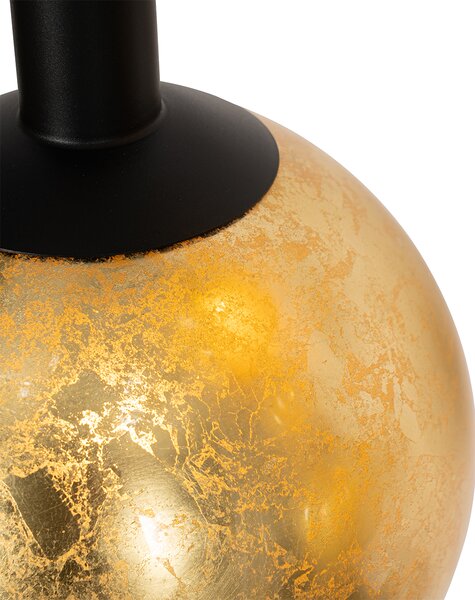 Designerska lampa wisząca czarna ze złotym szkłem 5-świateł - Bert
