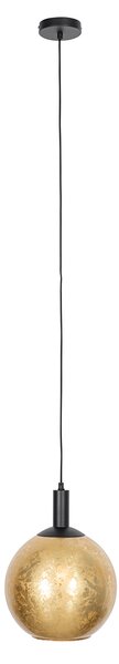 Designerska lampa wisząca czarna ze złotym szkłem - Bert