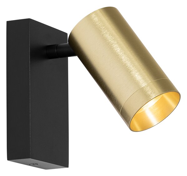 Lampa ścienna czarna ze złotem, regulowana z przełącznikiem - Jeana Luxe
