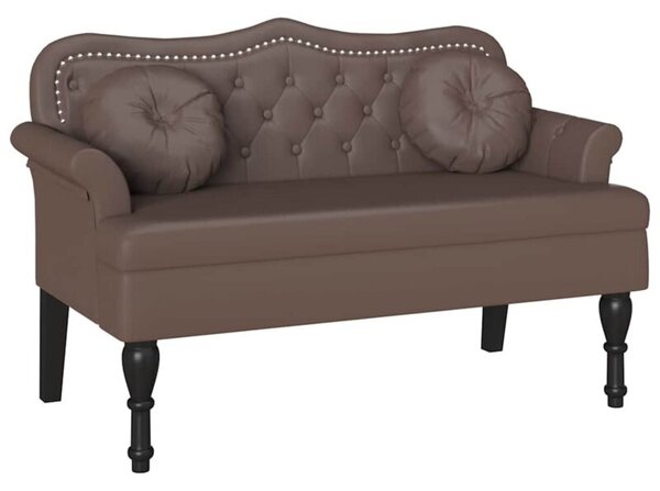 Ławka chesterfield z sztucznej skóry w kolorze brązowym