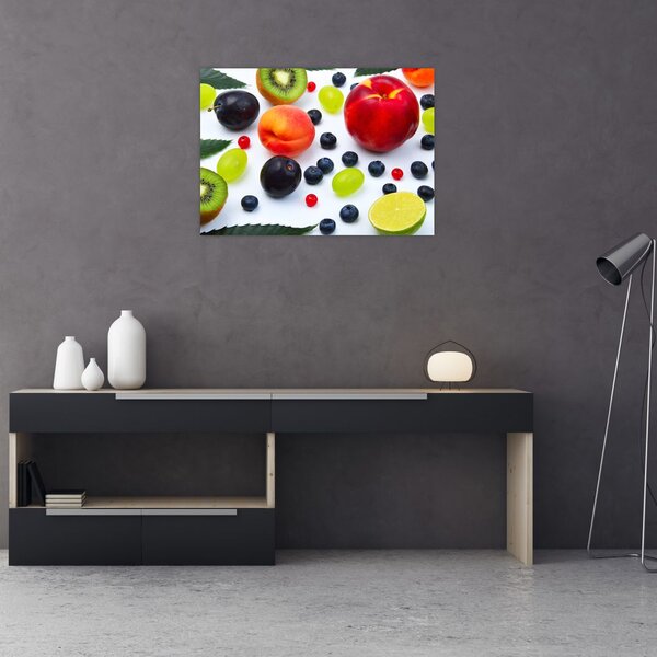 Obraz owoców z kroplami wody (70x50 cm)