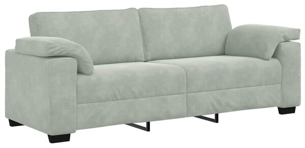 Sofa 3-osobowa, jasnoszara, 220x77x82 cm, tapicerowana aksamitem