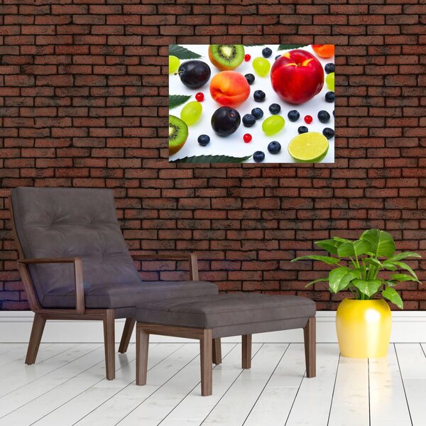 Obraz owoców z kroplami wody (70x50 cm)