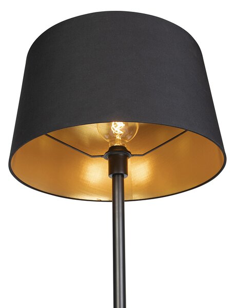 Inteligentna lampa stojąca czarna z czarnym kloszem 45 cm w tym Wifi A60 - Simplo