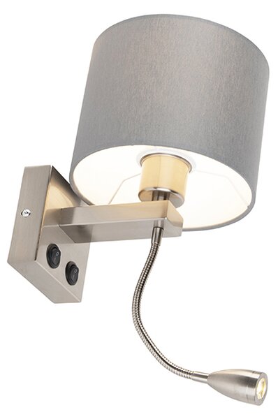 Inteligentna lampa ścienna stal z szarym odcieniem w tym Wifi A60 - Brescia