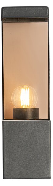 Nowoczesna lampa ścienna zewnętrzna ciemnoszara z dymionym szkłem - Malios
