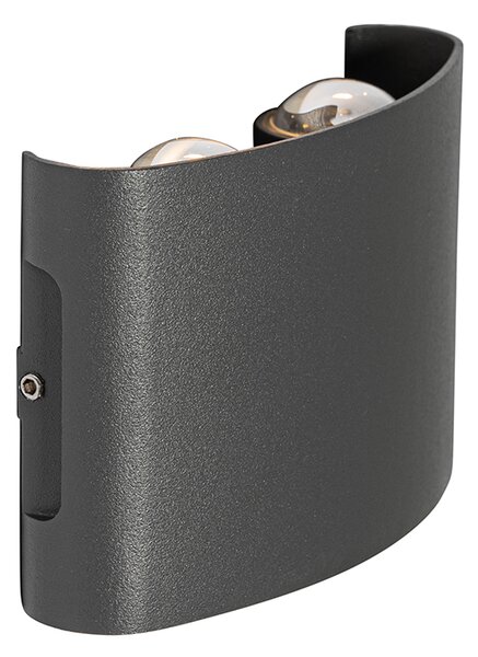 Lampa ścienna zewnętrzna ciemnoszara zintegrowana LED 4-punktowa IP54 - Silly