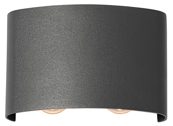 Lampa ścienna zewnętrzna ciemnoszara zintegrowana LED 4-punktowa IP54 - Silly
