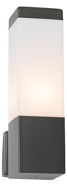 Nowoczesna lampa ścienna zewnętrzna ciemnoszara z opalizującym szkłem - Malios