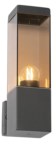 Nowoczesna lampa ścienna zewnętrzna ciemnoszara z dymionym szkłem - Malios