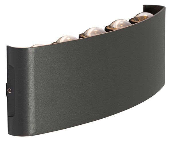 Lampa ścienna zewnętrzna ciemnoszara z LED 10-punktowym IP54 - Silly